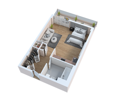 Floor plan for studio, 1 bath, 330 sqft